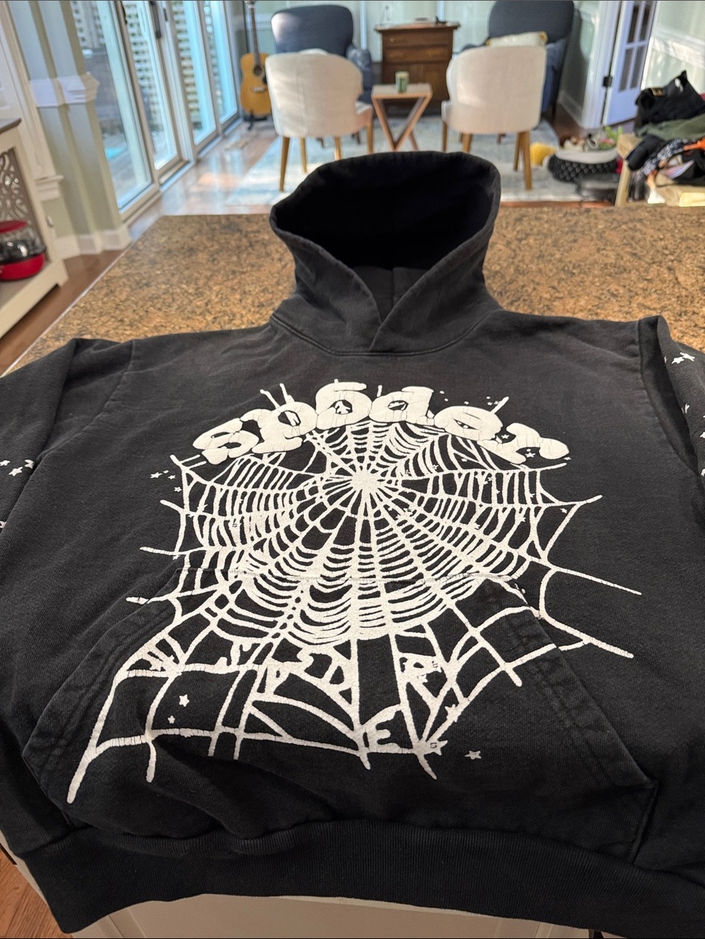 Sp5der black web hoodie